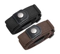 SUOSDEY 2 Pack No Buckle Ladies Elastic Belt for Women Mens Invisible Jeans Pants Dress Stretch Waist Belt up to 64", Black Coffee