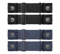 SUOSDEY 4 Pack Adjustable Elastic Stretch Belts for Men Women, Invisible Side Belt Fits 1.5 Inch Loops, Black Blue