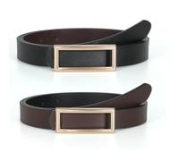 SUOSDEY Fashion Leather Belt for Women, Reversible Skinny Belt for Jeans Pants Dress with Square Gold Buckle black/coffee
