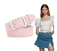 SUOSDEY Fashion Womens Leather Belts for Jeans Pants with Metal Pin Buckle Ladies Retro Vintage Leather Waist Belt Pink