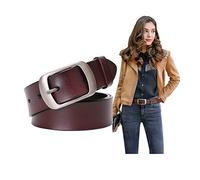 SUOSDEY Fashion Womens Leather Belts for Jeans Pants with Metal Pin Buckle Ladies Retro Vintage Leather Waist Belt coffee
