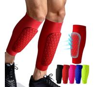 SUOSDEY Football Shin Pads Boys Kids Adults for Various Sizes and Colours, Elastic Breathable Flair Shin Pads Honeycomb Shock Absorbing Protection