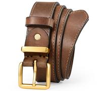 SUOSDEY Genuine Leather Belts for Men Handmade Black Brown Mens Leather Belt for Jeans, Casual and Work Business 1.2" Width