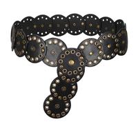 SUOSDEY Hollow Wide Disc Belt for Women Vintage Boho Concho Leather Belts Western Cowboy Chunky Waist Belt for Dresses