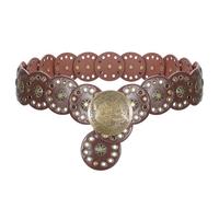SUOSDEY Hollow Wide Disc Belt for Women Vintage Boho Concho Leather Belts Western Cowboy Chunky Waist Belt for Dresses