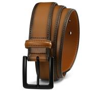 SUOSDEY Men's Leather Dress Belts Mens Work Belts for Suits Jeans With Single Prong Buckle 1.3" Width