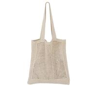 SUOSDEY Women Beach Tote Bag,Cute Crochet Shoulder Bag for Summer Aesthetic Mesh Knitted Bag beige