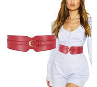SUOSDEY Women Wide Waist Belt, Ladies Elastic Cinch Belt for Dress Coat with Fashion Layered Back red