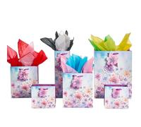 suosicn Gift Bags with Handles, 6-Pack Small & Medium Recyclable Kraft Gift Bags with 3D Texture, Assortment for Wrapping Tissue Boxes, Gifts for Christmas, Birthday, Valentine‘s, Mother’s Day, Father