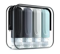 Suoumwa 4pcs Squeezable Travel Bottles, 3oz Leak-Proof Silicone Containers for Toiletries, Ideal for On-The-Go Use