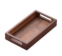 Suoumwa Bamboo Wood Tea Tray Display Plate Large Size Rectangular Walnut Color Handle Cup Storage for Japanese Tea Set Home Use 29 * 20 * 4cm