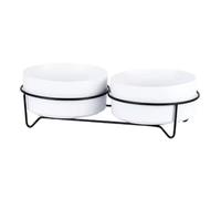 Suoumwa Ceramic Dogs Food Water Bowls with Stand Cat Eating Drinking Feeders Pet Large Capacity Elevated Feeding Supplies White 850ml