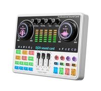 Suoumwa DJ20 Sound Card Cardioid Design Microphone High Performance for Live Karaoke ETC White