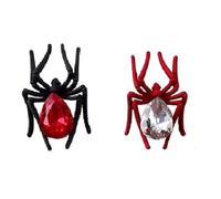 Suoumwa Finished Product Spider Ornaments Retro Alloy Studded Manicure Decoration Black & Red