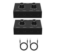 Suoumwa HIFI 4-Way Bi-Directional 3.5mm Stereo Audio Switcher with Mute Button-2Pcs Unit for PC, Headphones, Speakers 4 Inputs 1 Output