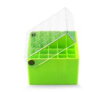 Suoumwa Laboratory Essentials Green Sample Box with Flip Lid, 25 Cells for 1.5-2.0ml Tubes, 1 Piece