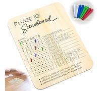 Suoumwa Phase 10 Score Board Wooden, for Party Adult Table Game for Card Games with 8 Colored Pegs, Phase 10 Scoreboard