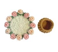 Suoumwa Rose Bouquet Coaster Coaster Crochet Flower Placemat Flower Coasters for Coffee Cups Home Desktop Potted Plant Ornaments A