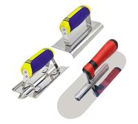 Suoumwa Stainless Steel Trowel Concrete Edger andGroover Tools Set Stainless Steel Concrete Hand Edger Masonry Construction Hand Tool