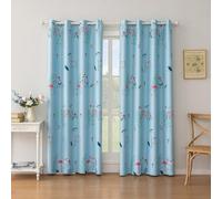 SUOUO Double Sided Patterned Bird Blackout Curtains for Living Room Blue Wildflower Boho Room Darkening Window Drapes for Bedroom 96 inches Long 2 Panels Flamingo