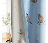 SUOUO Double Sided Patterned Birds Blackout Curtains 84 Inch 2 Panels Rustic Farmhouse Vintage Country Window Drapes for Bedroom Living Room Blue and Khaki