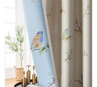 SUOUO Double Sided Patterned Birds Blackout Curtains for Bedroom 84 Inches Long 2 Panels Thermal Insulated Farmhouse Taupe Window Drapes for Living Room