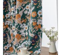 SUOUO Orange Floral Botanical Blackout Curtains for Bedroom 84 inches Long 2 Panels Patterned Vintage Dark Green Wildflower Window Drapes for Living Room