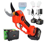 Suoxin 25V Electric Pruning Shears, 1.6" Cut, Brushless Motor, Cordless with LCD Display, 2×4.0Ah Batteries, SK5 Blade - Professional Tool for Thick Branches