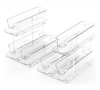 SuoXing 2 Pack Bathroom Under Sink Organizer for Small Spaces,5.1" Narrow 2 Tier Under Cabinet Storage for Cleaning Supplies Organization,Pull Out Kitchen Cupboard Underneath Sink Organizer,Clear