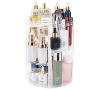SuoXing 360 Rotating Makeup Organizer,Adjustable Spinning Holder for Bathroom,Large Capacity Cosmetic Storage Display box Vanity Shelf Countertop,Make Up Rack Storage Cases,Clear