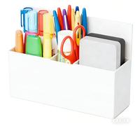 SUOXING Magnetic Dry Erase Marker Holder,White Acrylic Marker Holder with Magnet and Adhesive for Whiteboard,Expo,Wall,Refrigerator,Office or Classroom,White Board Accessories and Locker Pencil Holder