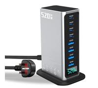 Suoxiom 520W USB C Charger Station, 8-Port GaN Desktop Charger Block, Fast Charging Station Hub with PD 100W Laptop Charger Plug Support PPS Compatible with MacBook Pro/Air, iPhone Series, Galaxy Seri