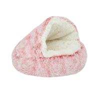 SUOXU Cats Pet Cave Bed for Indoor Cats Under 8kg,Warm Cosy Soft Plush Dog Cat Bed,Non-Slip Bottom Cat Dog Sleeping (Pink-53cm)