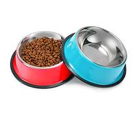 SUOXU Dog Bowls,Pieces Stainless Stee Cat Bowls for Kittensl,Non-Slip Cat Feeding Bowls,Multifunctional Dog Cat Food Bowl, Small Pet Color Food Bowls And Water Bowls,Pack of 2