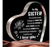 SUOXU Gifts for Sister - Heart-Shaped Acrylic Plaque | Perfect Birthday Gifts, Thank You Gifts, Friendship Gifts,Thanksgiving & Christmas Gifts 10x10cm Home Office Desk Accessories Decor Sign