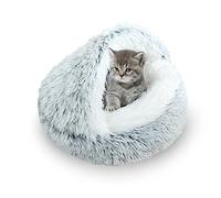 SUOXU Kitten Bed Small Cats Cave Bed for Indoor Cats Under 3kg,Warm Cosy Soft Plush Puppy Pet Bed,Non-Slip Bottom Fits Palm Size Cat Dog Sleeping
