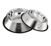 SUOXU Stainless Steel Cat Bowls,Cat Feeding Bowls,Kitten Plate Bowls With Non-slip Rubber Bases, Small Pet Feeder Bowls And Water Bowls,Pack of 2
