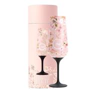 SUP Insulated Champagne Flute with Stem, Stainless Steel Champagne Glass & Prosecco Tumbler, 250ml Capacity - Flowers