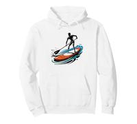 Sup Paddle Board Yoga Sun Salutation Retro Style Graphic Pullover Hoodie