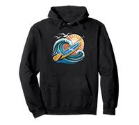 Sup Paddleboard Dog Sunset Lake Retro Illustration Lifestyle Pullover Hoodie