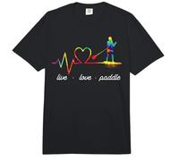 SUP Paddleboard Live Love Paddle Girl Heartbeat Tie Dye Comfort Colors Adult Heavyweight T-Shirt