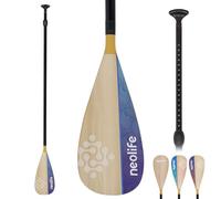 SUP Paddleboard Paddle with Fiberglass Shaft and Enhanced PP Blade, Adjustable Stand Up Paddle Board Paddle, 66-82" (170-210 cm), Wooden&Wave Blue Pattern