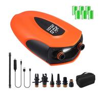 SUP Pump with Battery 12,000 mAh, 20 PSI Electric SUP Air Pump High Pressure with 6 Nozzles for Inflating/Deflating, 12 V DC Smart Auto-Off Air Pump for Stand Up Paddle Boards, Surfing Kite, Tent