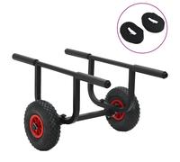 SUP Trolley Foldable Aluminium Kayak Carrier Black/Silver 80x65x41cm Straps 90kg