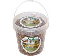 Supa 2 x Dried Mealworms for Wild Birds, 1 Litre Bucket | High Energy Protein Rich Treat For Garden Birds | Attract More Birds To Your Garden | Quality Wild Bird Food, transparent