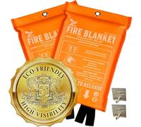 Supa Ant Emergency Fire Blanket for Home and Kitchen - 2 Pack 1500F High Visibility (Glow in The Dark) Smother Kitchen Fire Blanket - CE Certified Hero Fire Blankets Emergency for Home (40in)
