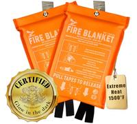 Supa Ant Fire Blanket -Certified 1500F Extra Thick, Glow In The Dark Fireproof Emergency Supplies. 500gsm, 0.5mm Thick Fire Blankets Emergency For Home. 2pc Fire Safety Emergency Blanket 40"x40"
