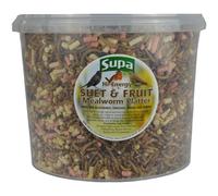 Supa Dried Mealworms, Hi-Energy Suet Pellets & Fruit Platter Mix for Wild Birds, 3 Litre Bucket, High Energy Protein Rich Treat