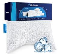 SUPA MODERN Cooling Side Sleeper Pillow, Shredded Memory Foam Bed Pillows for Sleeping Set of 1 Adjustable Queen Size Curved Neck Pillow-Cooling Pillow with Washable Cover