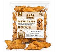Supa Paws 12 Pieces 100% Beef Air Dried Cow Ears for Dog, 100% Natural Beef Pet Treats, Long Lasting Dog Treats, Hypoallergenic & Low Fat Dog Chews, Dental Treats Grain & Gluten Free Beef Ears 12 Pack